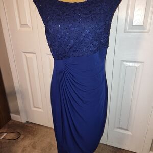 Connected Apparel Blue Ruched Sheath Dress